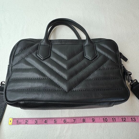 BRAND NEW Black Leather Quilted Crossbody Handbag Purse - Picture 4 of 7
